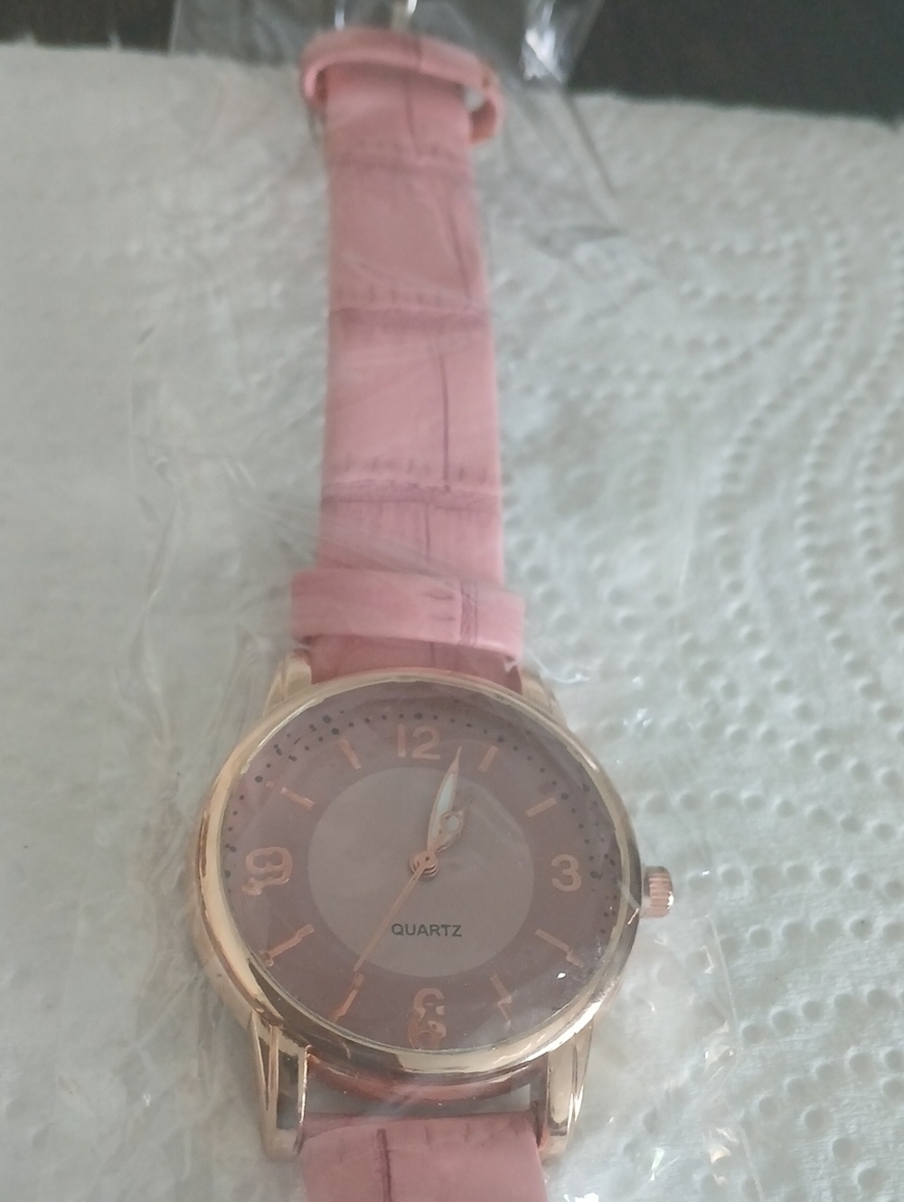 Quartz Women's Pink Strap Fashion Watch with Rose Gold Case